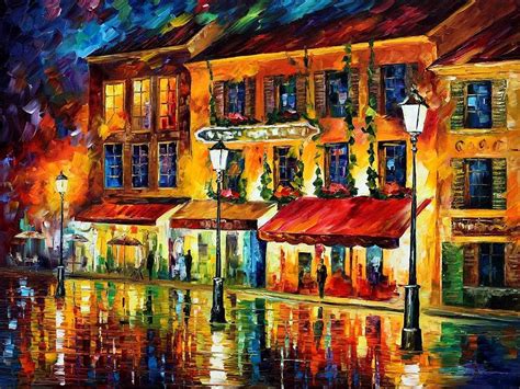 Paris - Night Montmartre Painting by Leonid Afremov