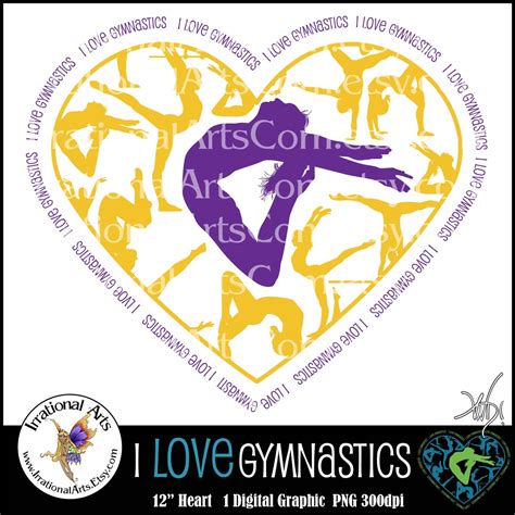 Customized I Love Gymnastics Heart With 1 Png Graphic Etsy