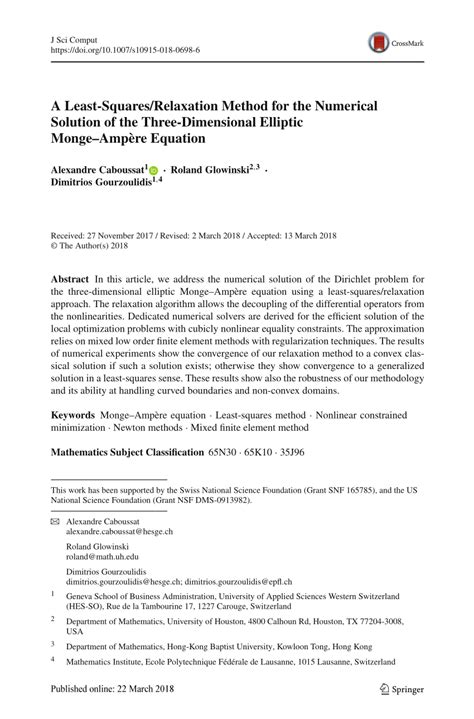 PDF A Least Squares Relaxation Method For The Numerical Solution Of