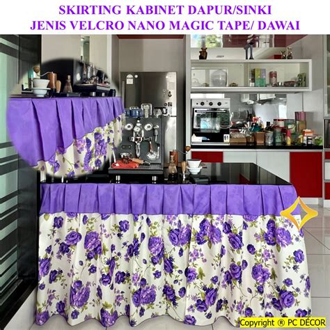 Langsir Skirting Kabinet Dapur Meja Pejabat Velcro Dawai Kitchen