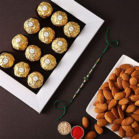 Sneh Sleek Rakhi With Almonds Ferrero Rocher Usa Gift Sneh Sleek