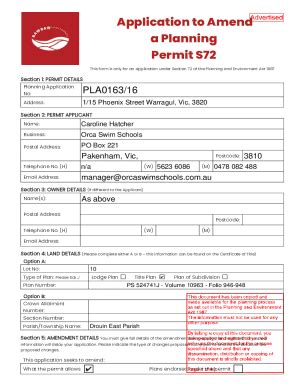 Fillable Online Application To Amend A Planning Permit S Shire Of