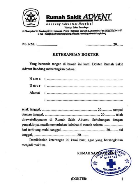 16 Contoh Surat Keterangan Sakit Dari Dokter Dan Bidan Contoh Surat