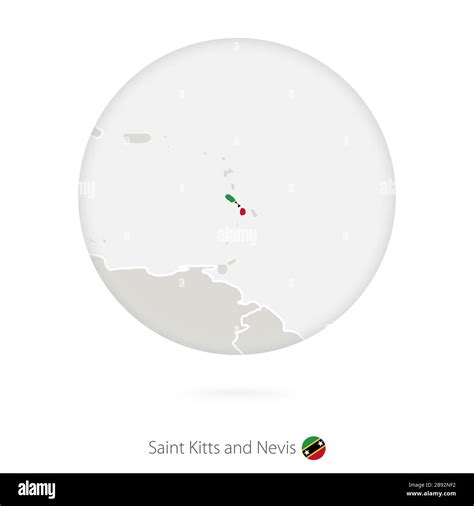 Map Of Saint Kitts And Nevis And National Flag In A Circle Saint Kitts