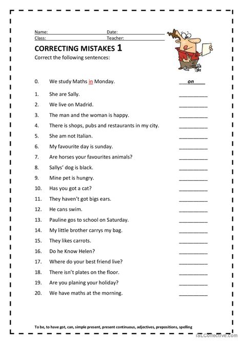 Correcting mistakes 1: English ESL worksheets pdf & doc