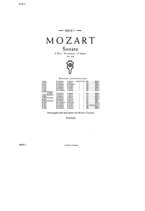 Piano Sonata No12 In F Major K332300k Mozart Wolfgang Amadeus Imslp Free Sheet Music