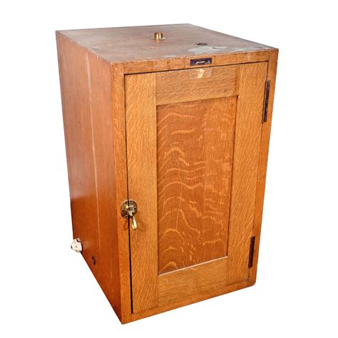 Quarter Sawn Light Oak Incubator Cabinet With Beveled Glass Inner Door