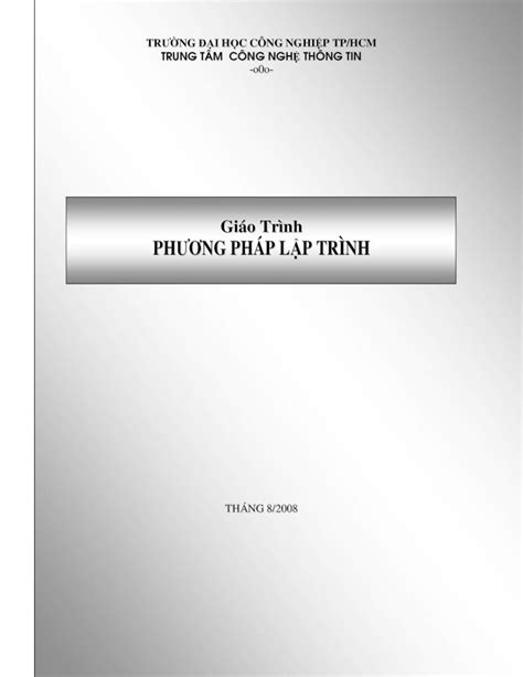 PDF Giáo Trình PH NG PHÁP L P TRÌNHGiáo trình PP lp trình TT Công Ngh