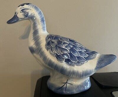 Vintage Blue And White Porcelain Handpainted Duck Delft Holland Style