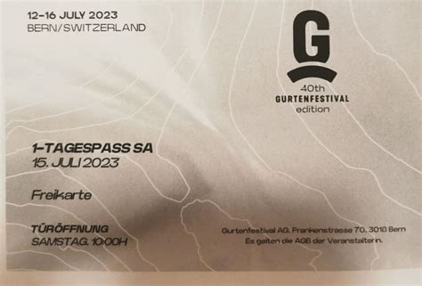 Tagespass Gurtenfestival Samstag Kaufen Auf Ricardo