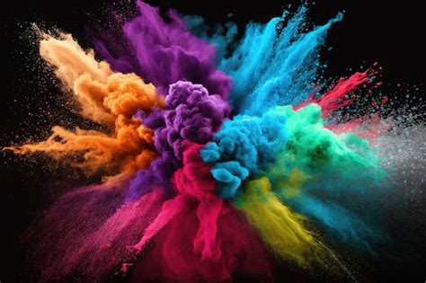 Premium Ai Image Powder Explosion With Color Abstract Close Up Of