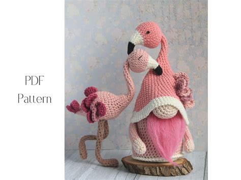 Crochet Flamingo Gnome Pattern Amigurumi Flamingo Gnome Crochet Gnome Flamingo Toy Etsy