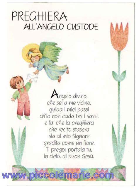 PREGHIERA ALL ANGELO CUSTODE Cm 11 5x16 5 Piccole Marie