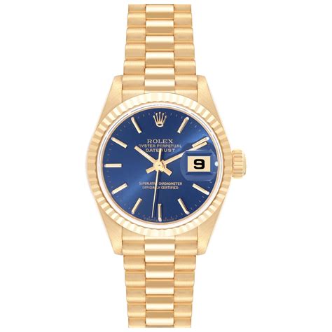 Rolex Ladies Watch 26mm Datejust Yellow Gold Diamond Dial Diamond Bezel 6917 For Sale At 1stdibs