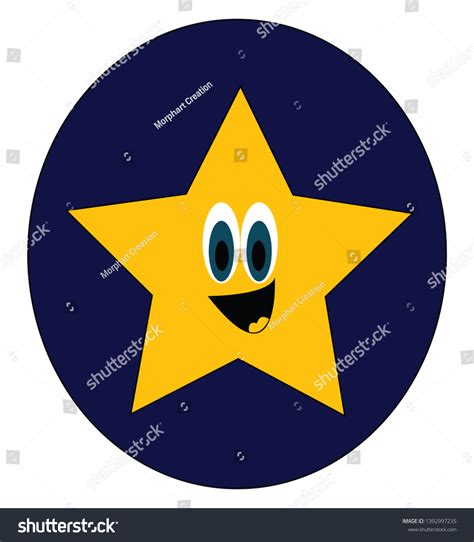 Big Bright Yellow Star Which Smiling Stock Vector Royalty Free