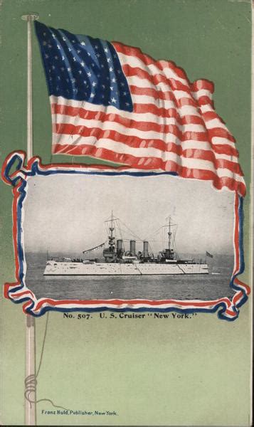 U S Cruiser New York Great White Fleet Postcard