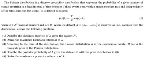 Solved The Poisson Distribution Is A Discrete Probability Chegg