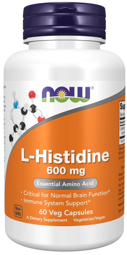 L-Histidine 600 mg Veg Capsules | NOW Foods