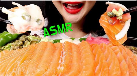 Salmon Sashimi 연어회 🐟 Asmr No Talking Mukbang Eating Sounds Youtube