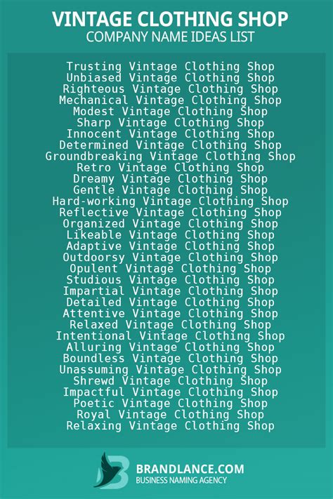vintage clothing shop  ideas list generator