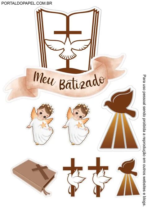 Topos De Bolo Batizado Para Imprimir