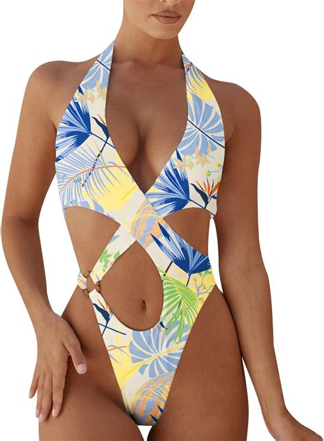 Jdamsixygs Monokini Damen Sexy Extrem Wickel Push Up Badeanzug