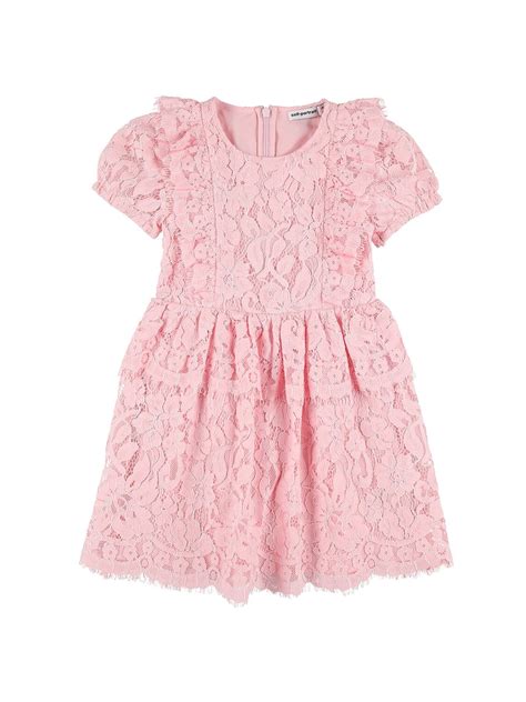 Self Portrait Kids Organic Cotton Macramé Lace Midi Dress In Pink