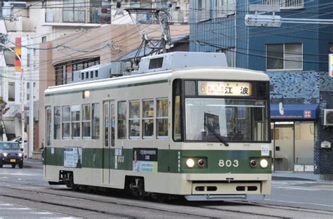 広島電鉄800形電車 2代 803 舟入川口町停留場 鉄道フォト写真 by スーパー金太郎さん レイルラボ RailLab