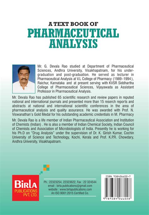 Pharmaceutical Analysis Vol Birla Publications Pvt Ltd