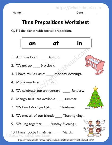 Time Prepositions Worksheets For Th Grade Your Home Teacher