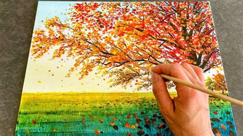 Autumn painting ideas / easy landscape painting / Fall painting #136 ...