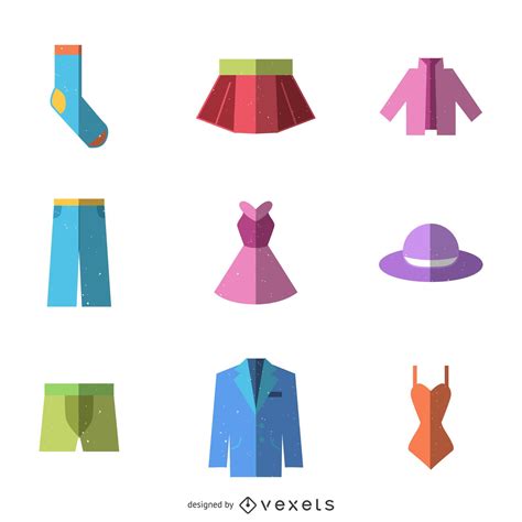 Conjunto De ícones De Roupas Planas Baixar Vector