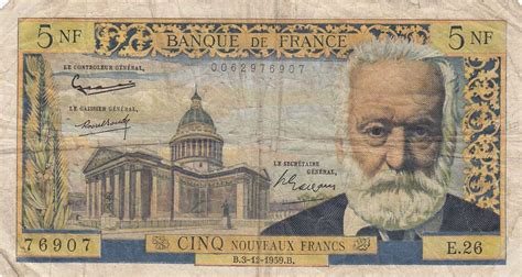 Billet France 5 NF Victor Hugo 03 12 1959 Série E 26