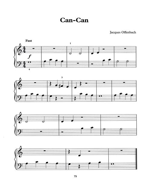 Can Can By Jaques Offenbach Free Easy Piano Sheet Music To Print