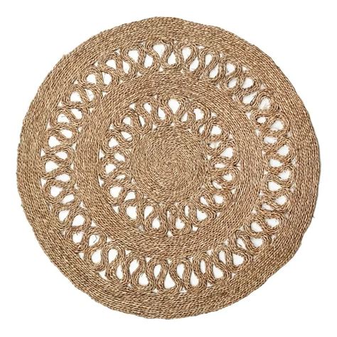 Tapis Jonc Rond Ajouré 120cm Naturel Extérieur Biodégradable Mon