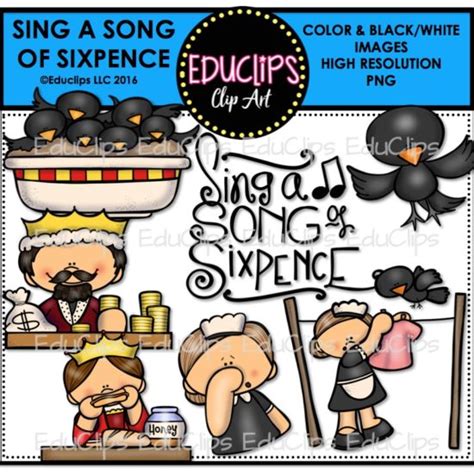 Sing A Song Of Sixpence Nursery Rhyme Clip Art Bundle | Welcome to Educlips Store