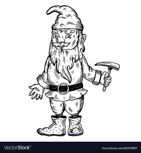 Gnome mythical creature engraving Royalty Free Vector Image