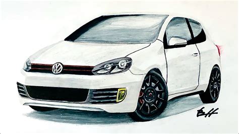 Drawing The Volkswagen Golf Gti Drawing Cars 360 Youtube