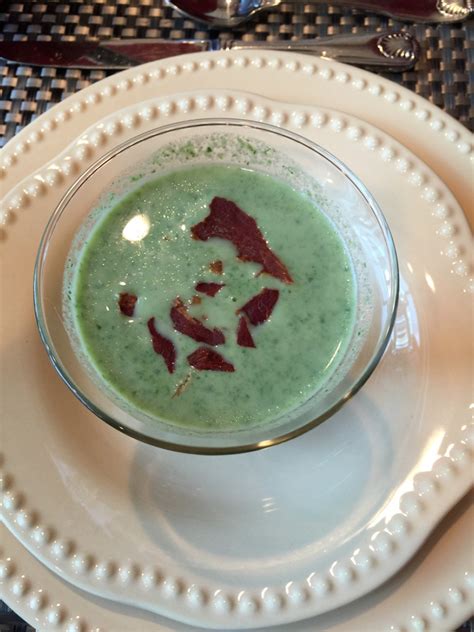 Springtime Chilled Pea Soup With Crispy Prosciutto Perfectly Provence