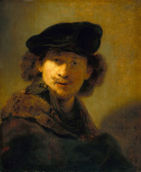 Self Portrait With Velvet Beret Rembrand Arte Renascentista