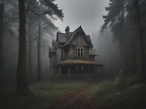 Premium AI Image | haunted house in the forest