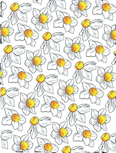 Premium Vector Hand Drawn Seamless Daffodils Pattern