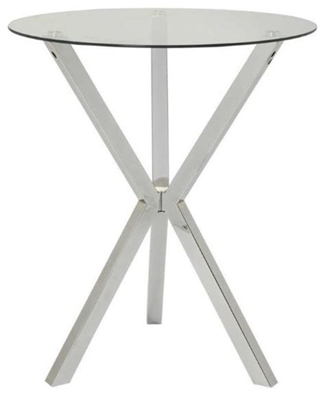 Bowery Hill Glass Top Round Pub Table In Chrome Indoor Pub And Bistro