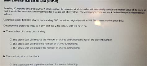 solved  split  reduce  market price   stock cheggcom