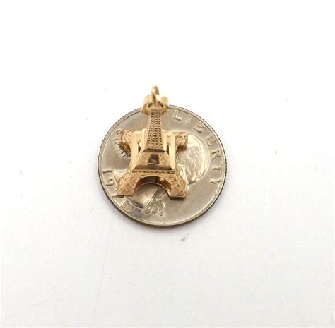 K Gold Eiffel Tower Paris France Charm Pendant Italy New Ebay