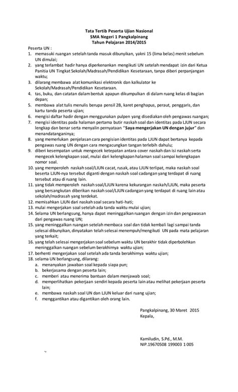 Tata Tertib Pengawas Ruang Ujian Nasional Pdf