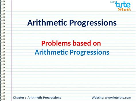 PPTX Arithmetic Progressions Problems Based On Arithmetic