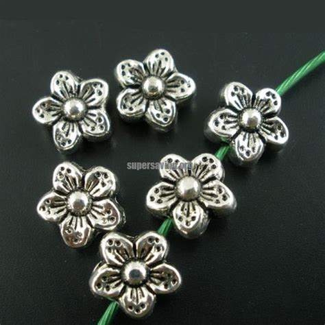 Doreen Box Pcs Mm Antique Silver Zinc Alloy Flower Spacers Beads