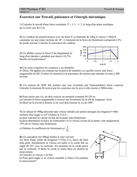 Devoir 1 1 Mouvement vitesse et accélération lois de Newton