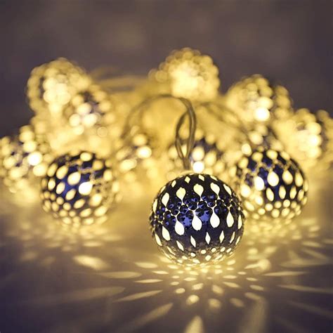 M Plastic Golden Metal Moroccan Orb Led String Light Plug In